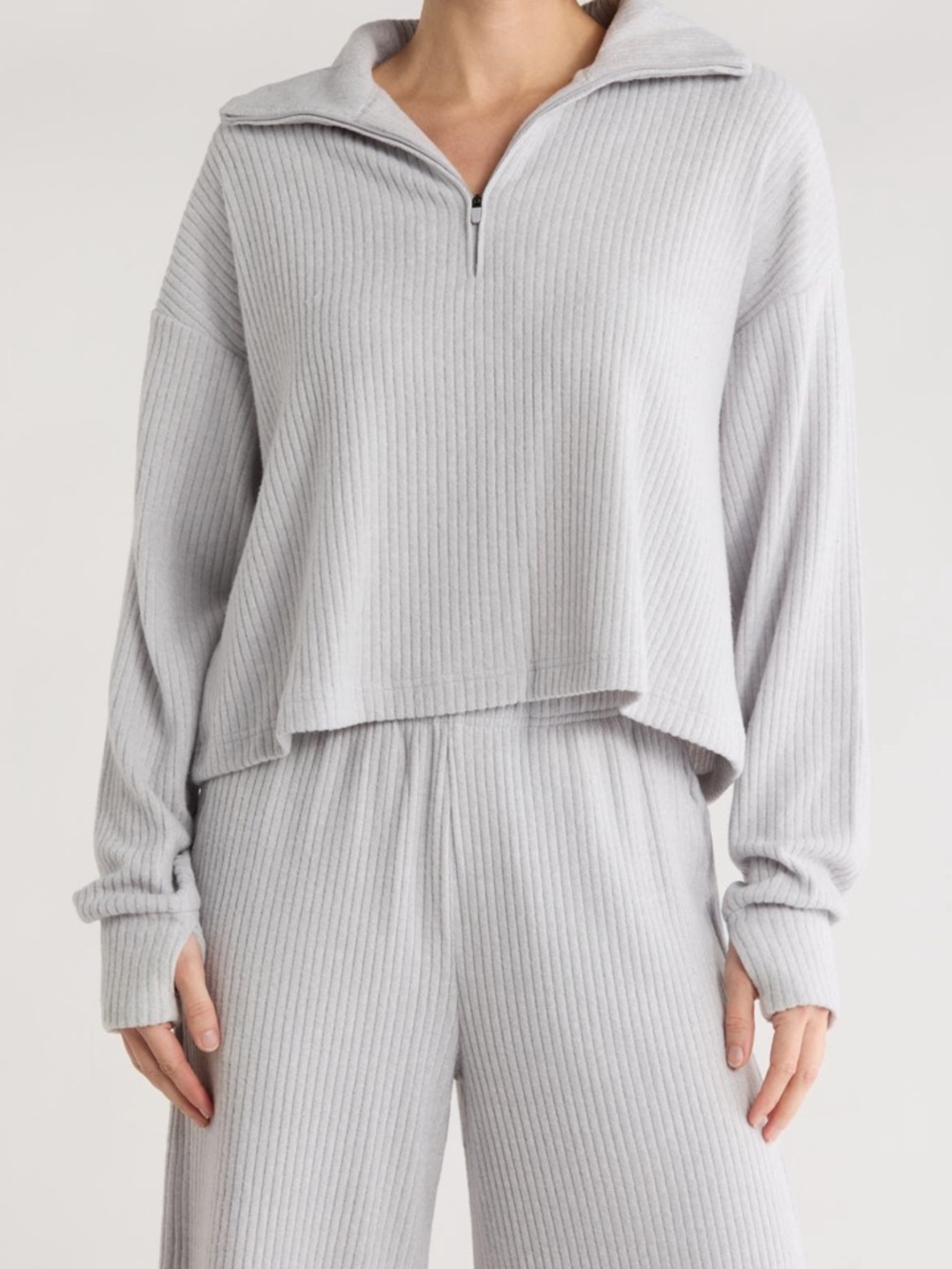 Yogalicious Brooklyn Rebel Half Zip Top Grey NWT